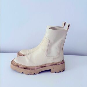 Mango Women's Cream Ankle Boots Size 9